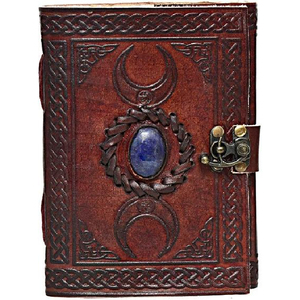 3 ay mavi Embossed z kabartmalı Vintage deri günlük Celtic bir mandal Deckle kenar kağıt iplik günlüğü yazma için dikili - Product Image 1