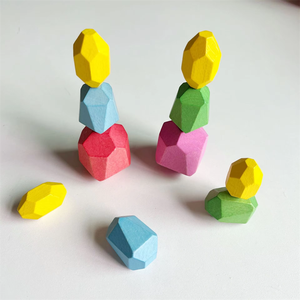 2024 sıcak satmak ahşap dengeleme taşlar Tumi Ishi kaya blokları Montessori Montessori oyuncak Vintage bebek yapı taşı kazıklı taşlar