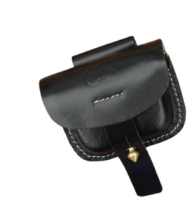 高品質歴史的なアメリカの複製レザーCSハーフフラップブラックレザーキャップポーチ - Product Image 4