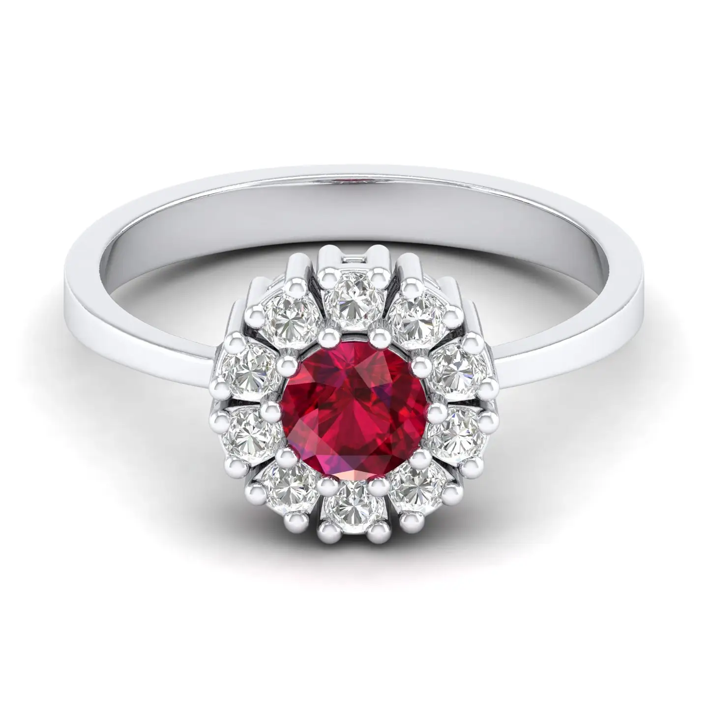 Timeless Romance Reflections July Birthstone Ruby Gemstone Ring en plata de ley 925 con anillos finos de moissanita certificados GRA