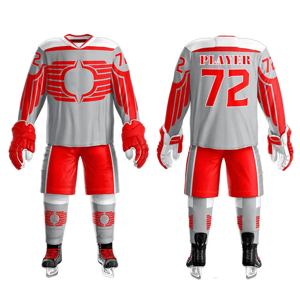 Vente chaude meilleur matériel uniforme de Hockey sur glace sublimé vierge/maillot et short de hockey sur glace professionnel fabriqué en usine