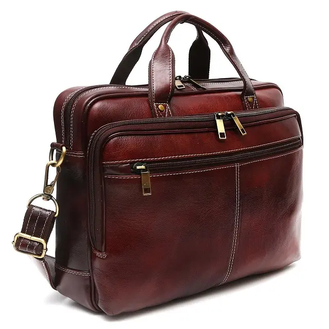 Quality Waterproof 15 inch crossbody custom logo Messenger Business Micro Leather Briefcase Men Laptop Bag