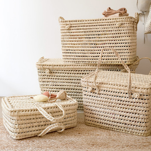 Handwoven Large Rattan Storage <strong>Trunk</strong> Chest ZNatural Open Weave Wicker Blanket Box with Lid for Home Organization Wholesale - Product Image 4