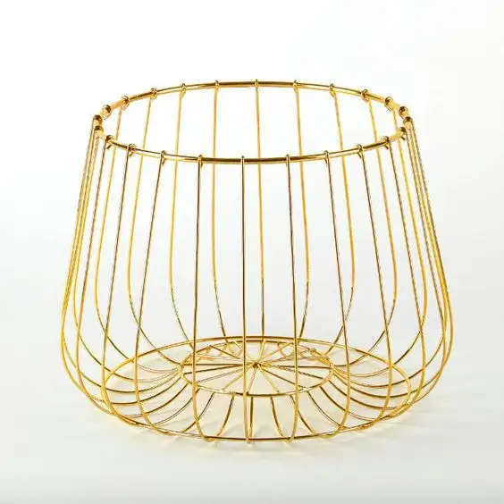 Gold Plated Hot Selling Metal Wire Basket For Hotel and Restaurants Accessories Organizer Metal Iron Basket Wicker
