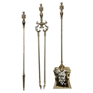 Antique style brass fire tool sets with polished surfaces and classic <strong>lines</strong> designed for Victorian interior fireplaces - Product Image 5