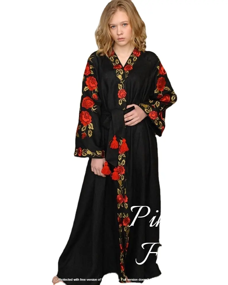 2024 Женская этническая одежда кимоно с вышивкой на заказ, праздничное платье с широкими рукавами, модные платья высокого качества
