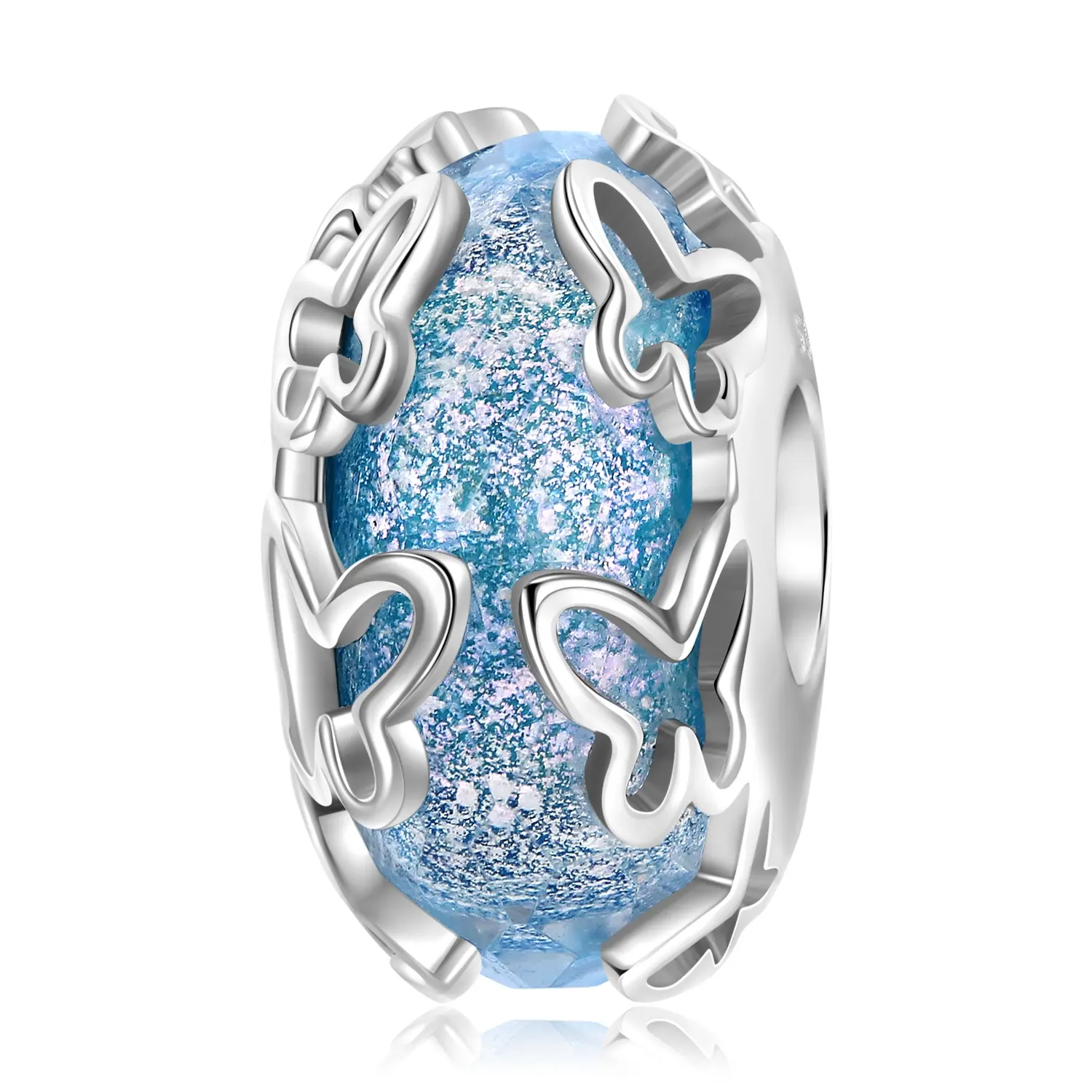 Pingente de borboleta murano para mulheres, pingente de prata esterlina 925 bracelete joia
