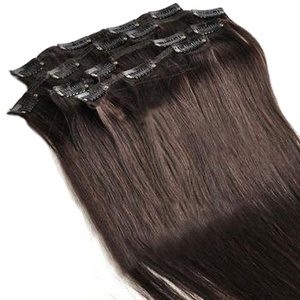 HAMDAAN IMPEX双拉端夹式真人人头马头发延伸直卷Yaki风格来自印度未加工 - Product Image 5
