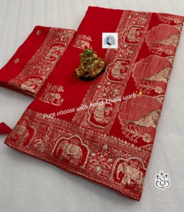 纯欧根纱亚麻丝绸纱丽配扎里亮片传统印度风格女式衬衫，适合婚礼和派对花式模特
