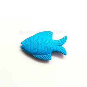 <strong>Blue</strong> Turquoise Fish Shape Carved Crystals Handmade Animal Carving Charms 25x15mm Natural Stone Loose Beads for Jewelry Making - Product Image 1