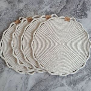 手工圆形藤条杯垫和餐垫厨房碗桌垫，带衬垫绝缘餐垫杯垫 - Product Image 5