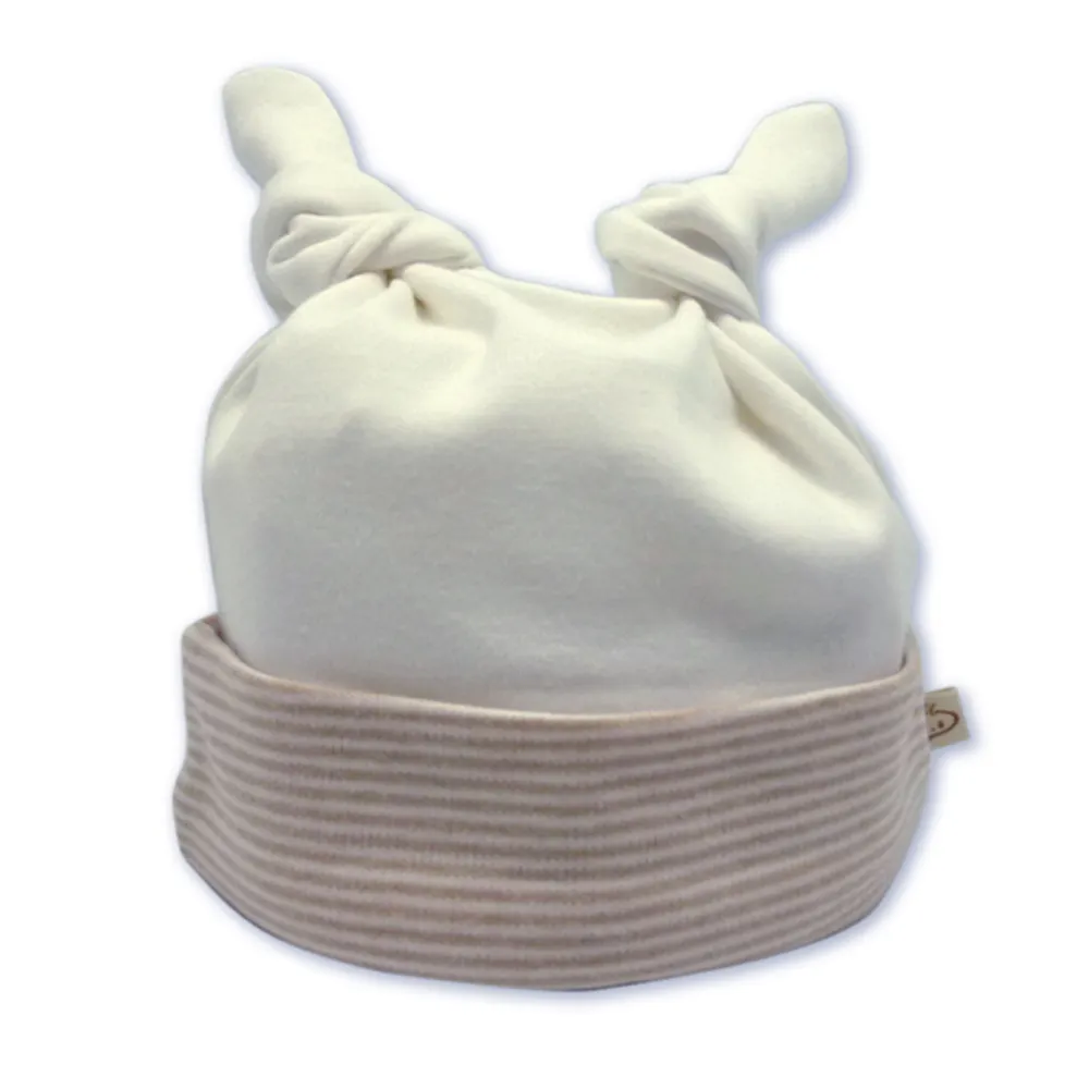 Babymio-Gorro de bebé recién nacido, gorro de doble nudo para bebé, gorro de algodón orgánico unisex