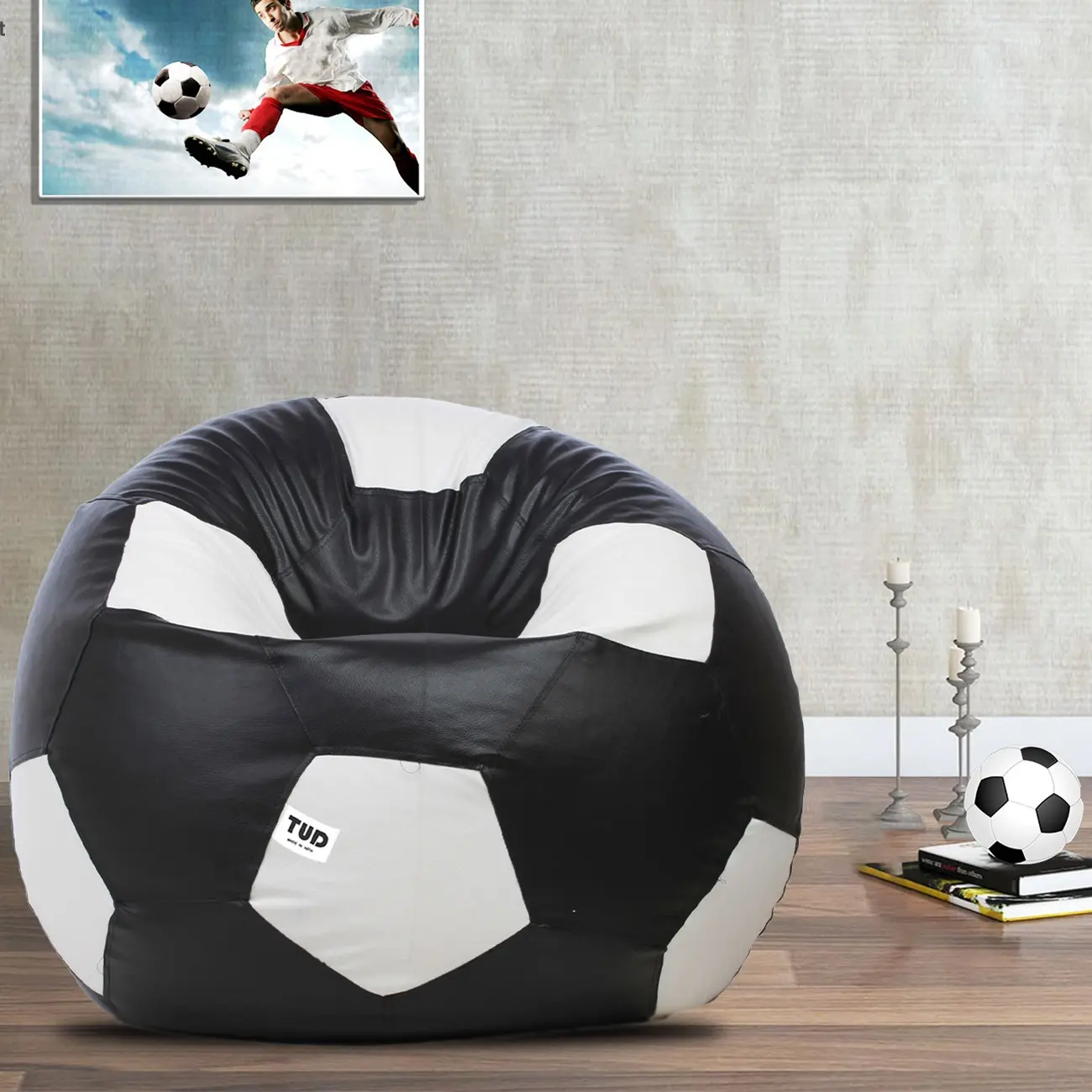 أسود أبيض تصميم كرة القدم نفخ عملاقة القهوة دافئ داخلي في الهواء الطلق كسول صبي الترفيه أكياس الفول الكراسي الأريكة الفول