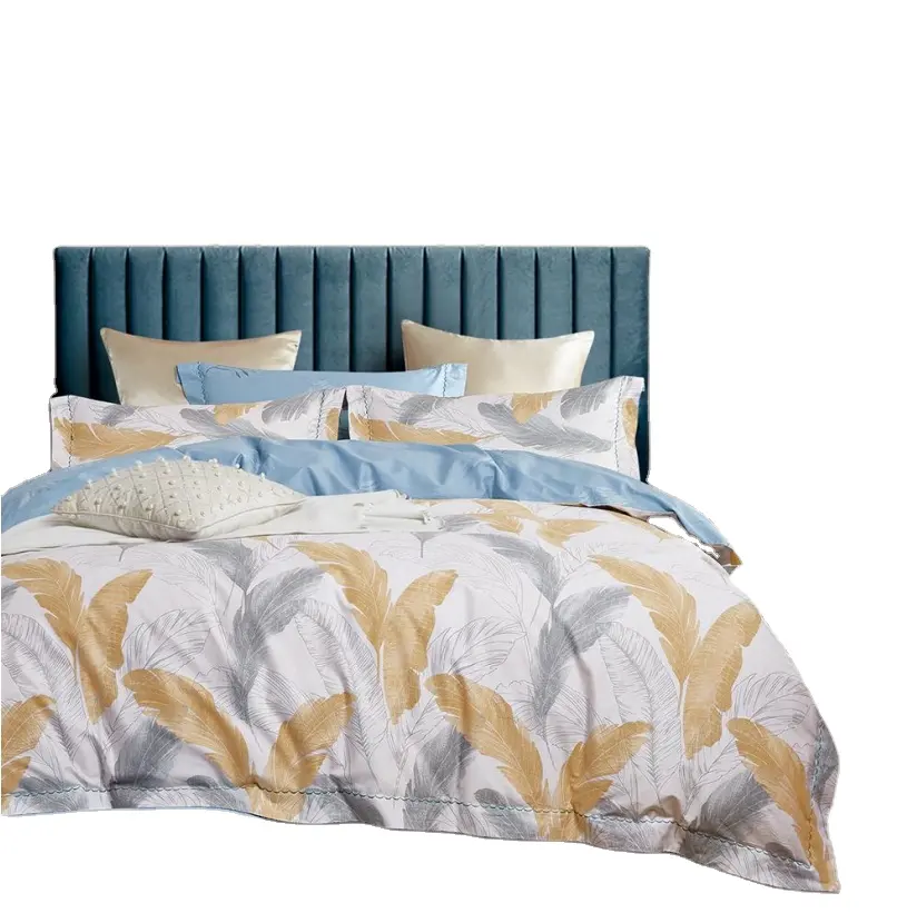 Biancheria da letto di lusso all'ingrosso su misura modello Plaid stile copripiumino piatto biancheria da letto spesso lenzuolo letto Set biancheria da letto