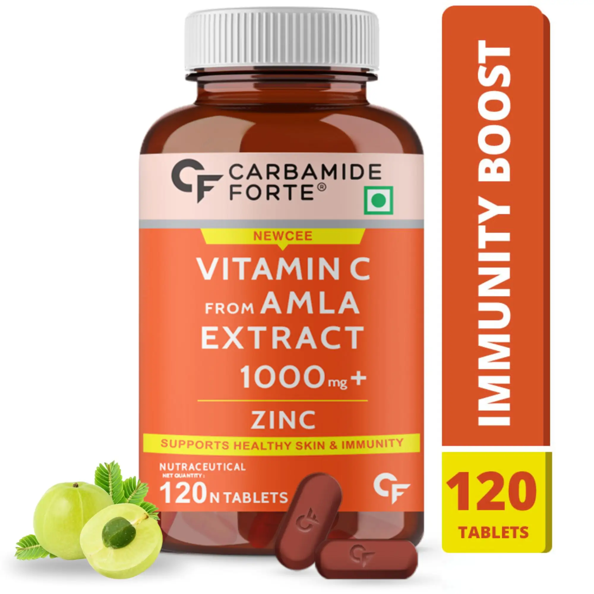 Vitamin C Supplement Tabletten mit Amla-Extrakt mit Zink für bessere Immunität und Hautpflege für Männer und Frauen
