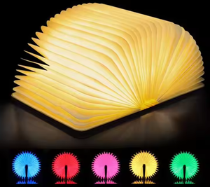 Lampe de table LED sans fil USB avec bureau en bois confortable et chaud Veilleuse moderne pour chambre à coucher Lecture et décoration Abat-jour en papier - Product Image 2