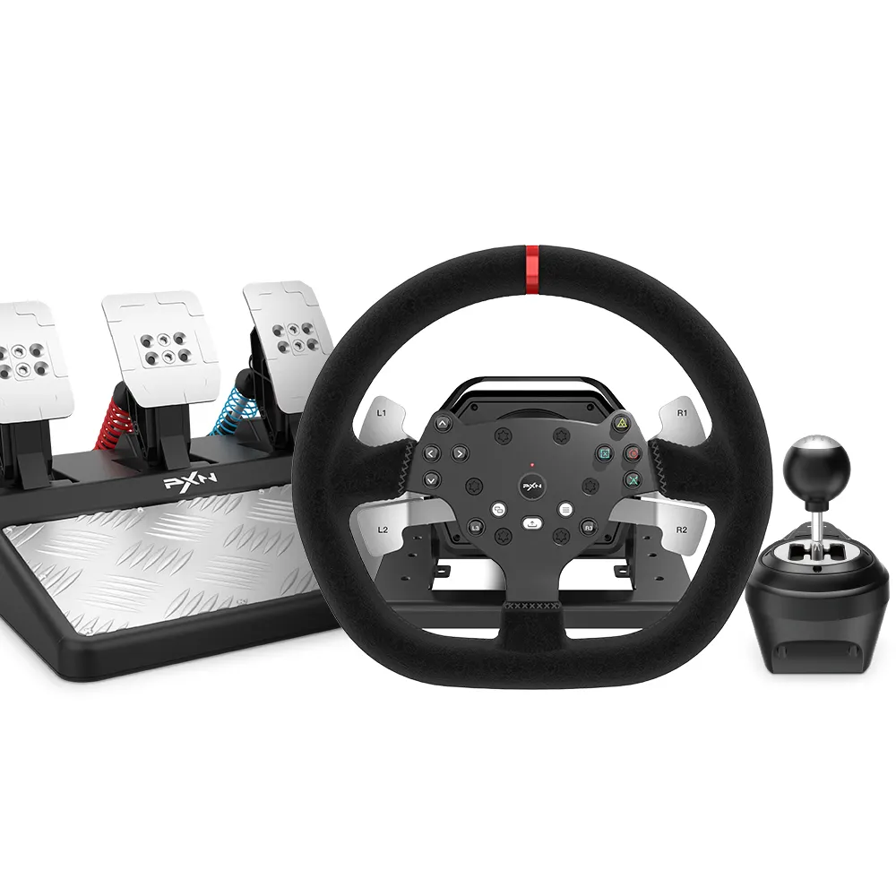 PXN V10 Driving Force Feedback Volant de course de jeu avec pédales et manette de vitesse