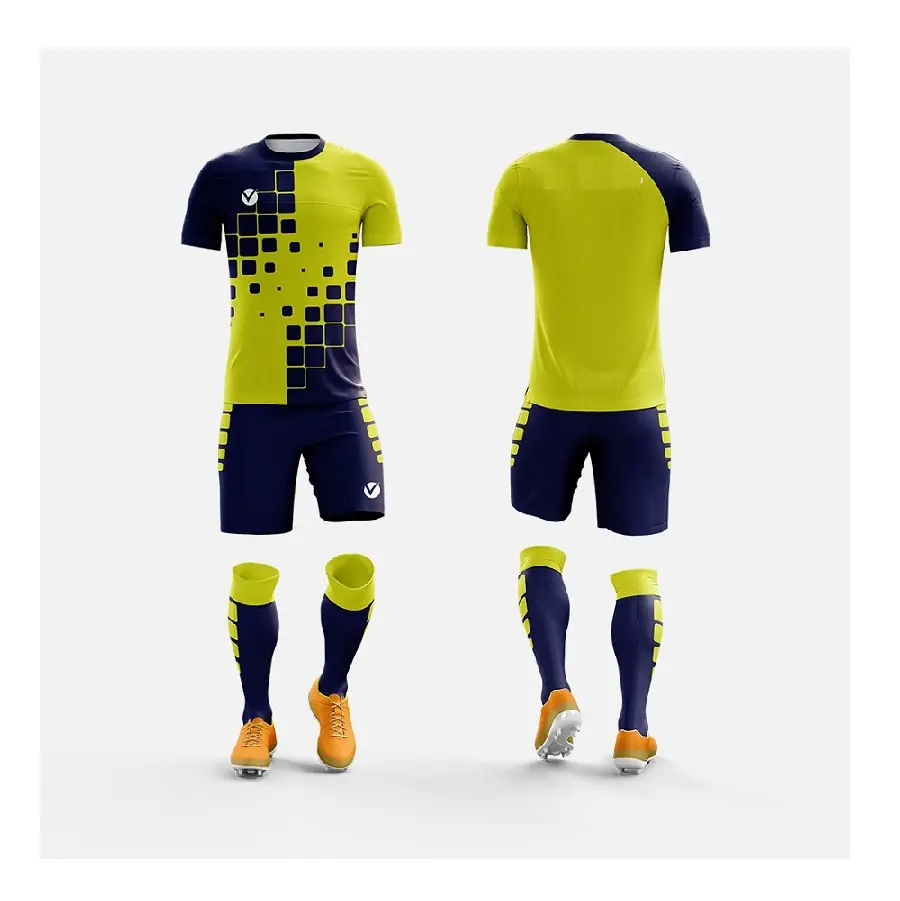 Último diseño de camisetas de fútbol para hombres y adultos cortos logotipo personalizado impresión uniforme de fútbol para adultos a precios al por mayor