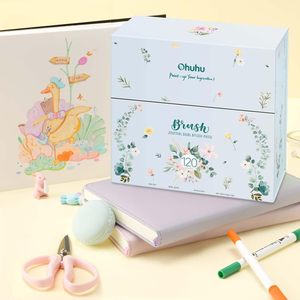 Ohuhu เครื่องหมายสําหรับสมุดระบายสีสําหรับผู้ใหญ่ 120 สีเครื่องหมายระบายสีเคล็ดลับคู่ Fine & แปรงปากกาศิลปะน้ํา - Product Image 2