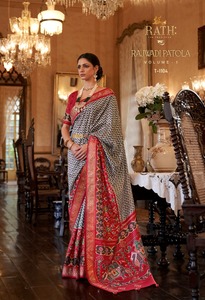 Tasarımcı düğün kıyafeti Rajwadi pürüzsüz Patola ipek Saree tasarımcı iş sınırında ve çekici Pallu üreticisi - Product Image 4