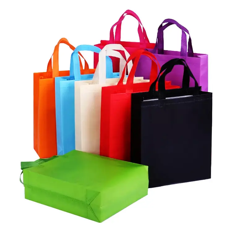 Eco friendly recycled RPET Nonwoven NWPP customized printing logo tote shopping bags for supermarket