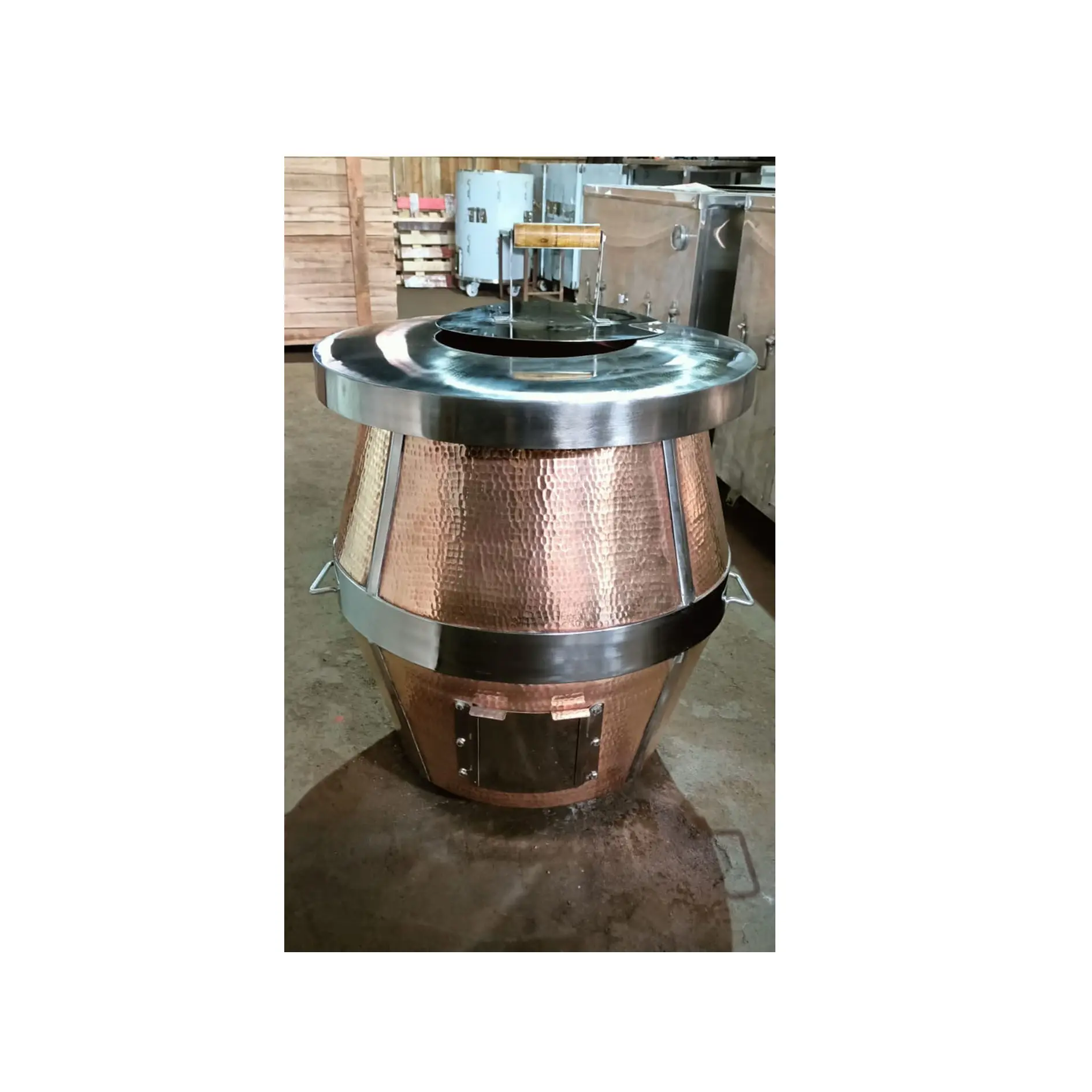 Di alta qualità eco-friendly rame Tandoor in acciaio inox eco-friendly Gas tandoor forno/macchina forma rotonda tandoor