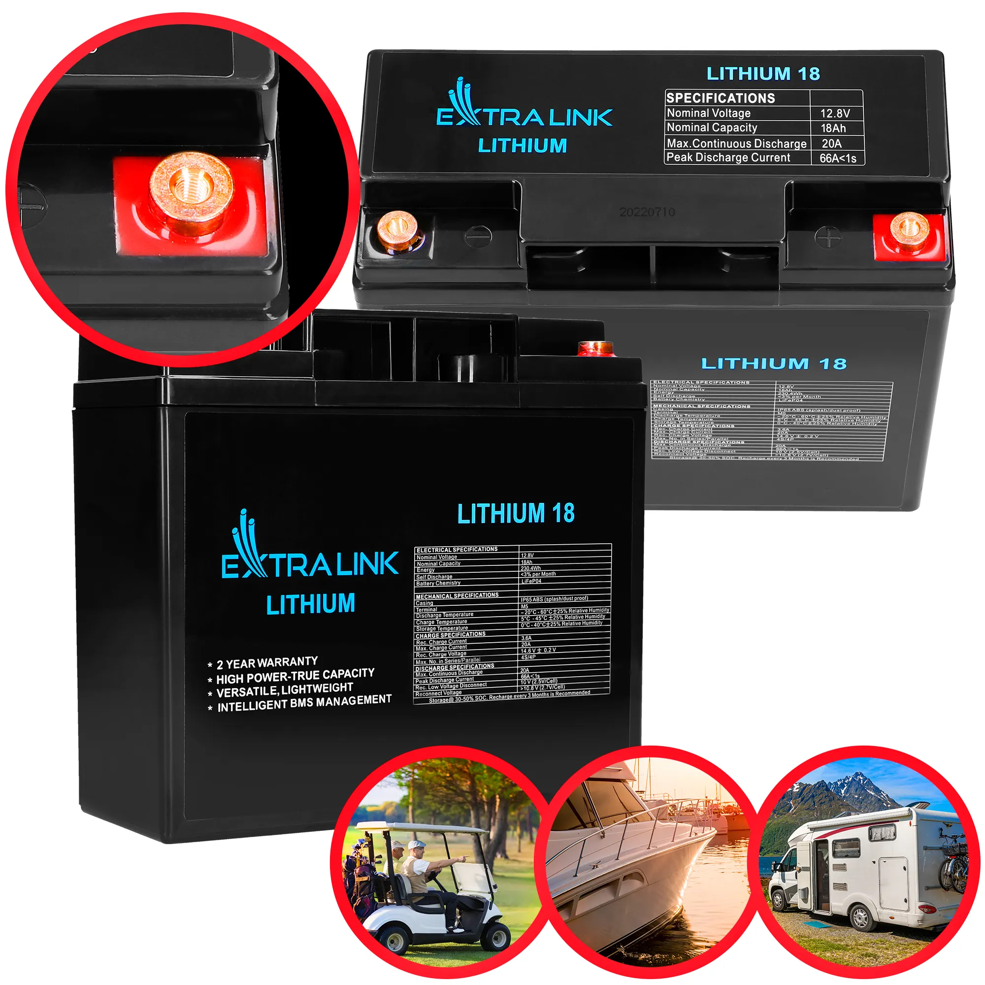 Extralink LiFePO4 18AH Accumulator 12V BMS LiFePO4 battery LiFePO4 type battery with a large number of duty cycles