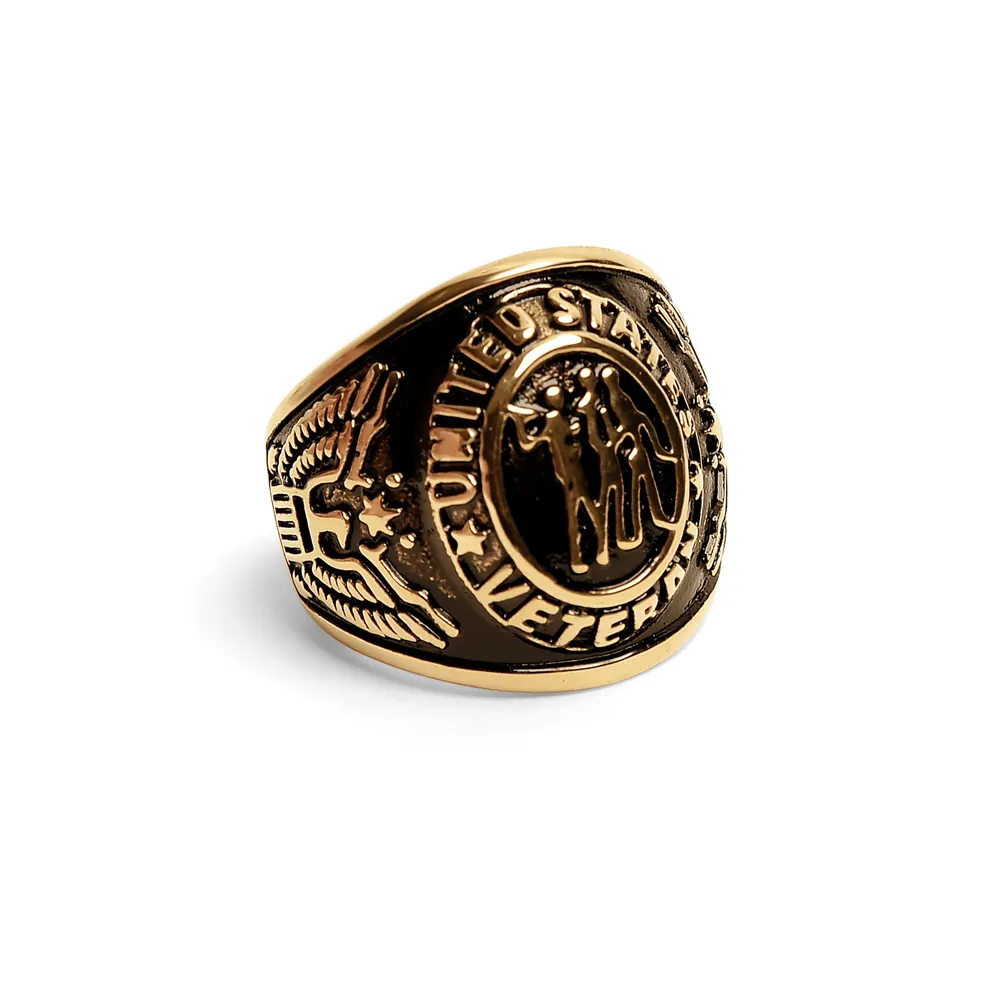 مجوهرات بالجملة من الدرجة الأولى ذهبية الولايات المتحدة العسكرية قدامى المحاربين الفولاذ المقاوم للصدأ خاتم رجالي مجوهرات