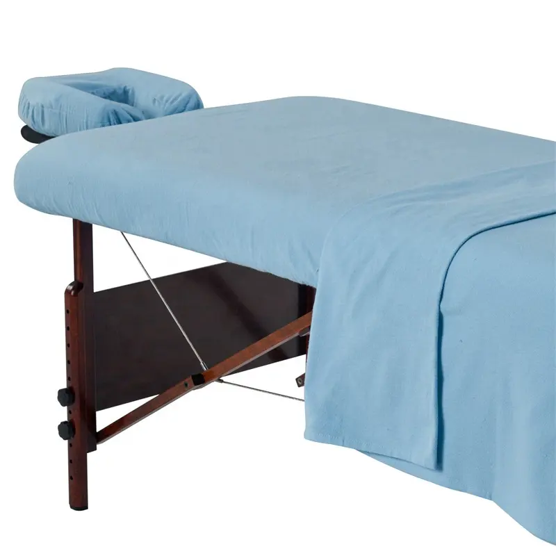 Vente en gros de couverture de table de massage en polycoton pour spa avec logo personnalisé drap-housse plat de lit avec logo