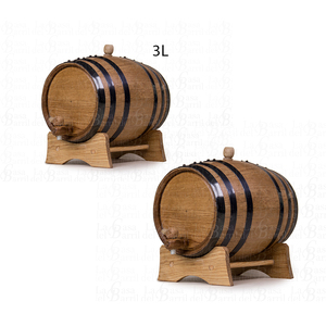 Toptan 3 litre meşe ve çam şarap fıçısı basit ahşap taban siyah jant cila bitirmek için şarap ve bira depolama - Product Image 3