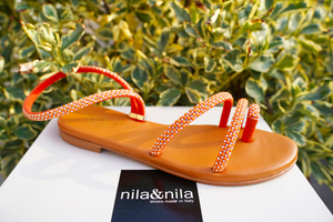 İtalya'da el yapımı bayanlar düz yaz moda Sandal hakiki deri taban ve Strass/Mignon günlük akşam kıyafeti
