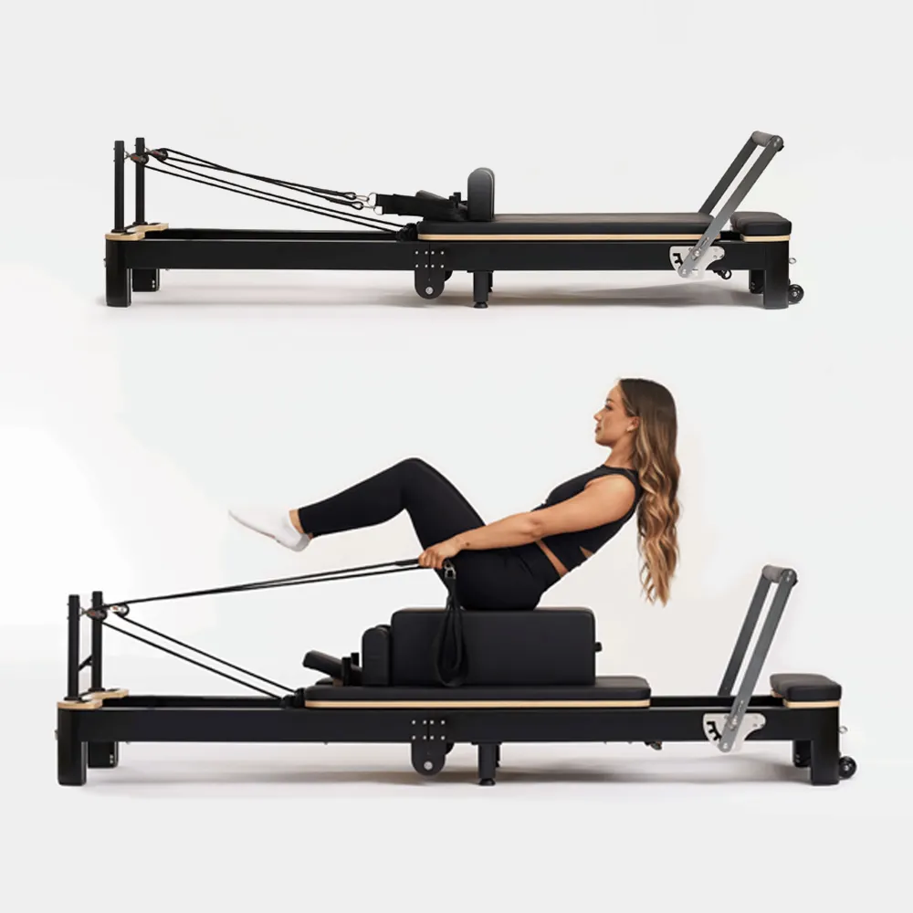 Thương mại phòng thu đào tạo di động gấp máy màu đen nhôm Pilates cải cách có thể gập lại