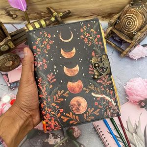 วารสารพิมพ์ Sun & Moon, กระดาษไม่มีซับในเก่าแฮนด์เมดขอบฝาครอบ, หนังสือประดิษฐ์เงา, สมุดสเก็ตช์หนัง - Product Image 3