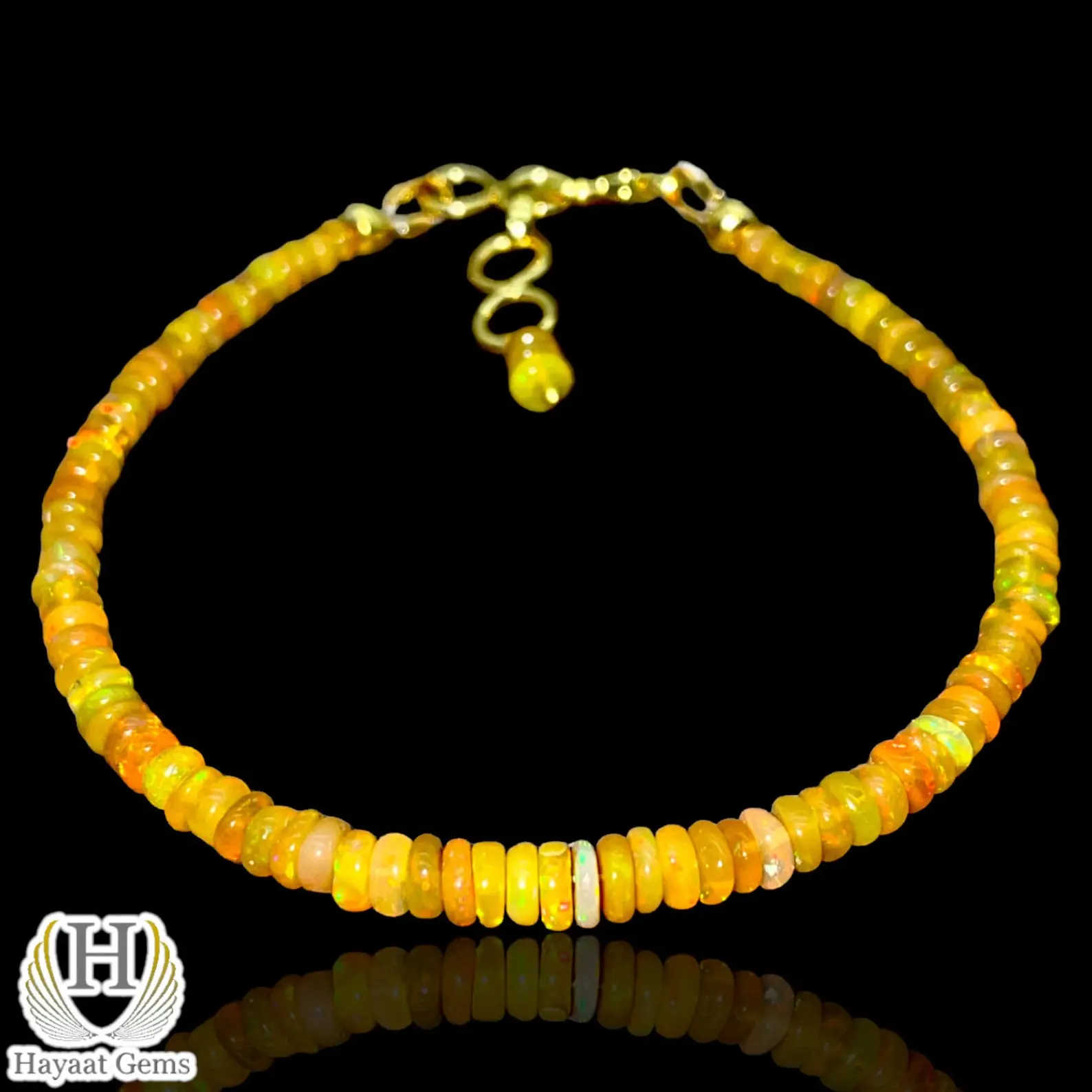 Giallo naturale opale ciondolo ovale oro con perline in argento Sterling Multi colore fuoco genuino opale gioielli