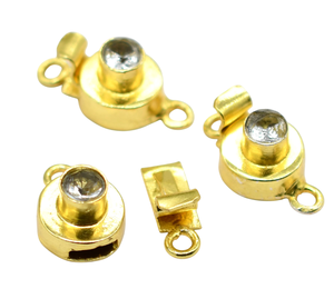 白色黄玉宝石1股2股和3股圆盒扣18k镀金21X12X8MM毫米珠宝制作扣B751