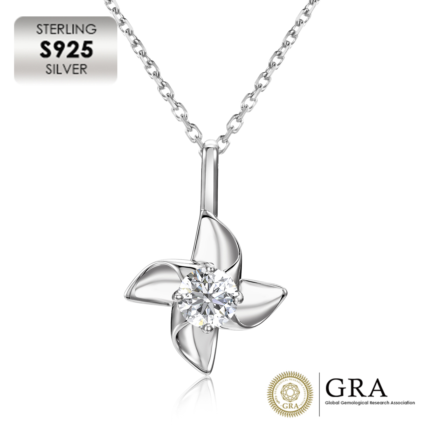 925 Silver 18K White Gold Plated Women Necklace