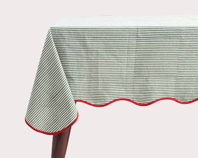 Green Stripes with Red Piping