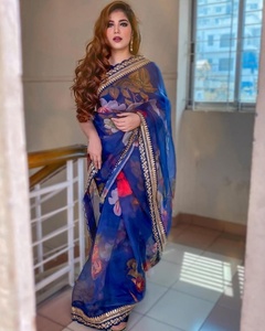 Tasarımcı organze SAREE dijital baskı SAREE moda - Product Image 1