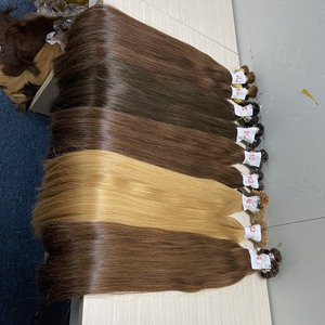 卸売ホットセールフラットヒントブラックブラウンブロンドベトナムカンボジアレミーヘアエクステンション