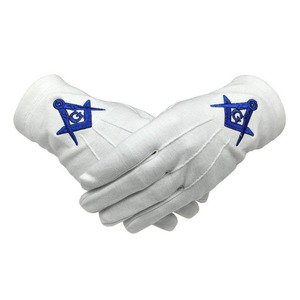 Custom Logo Embroidered Masonic Hand <strong>Gloves</strong> High Quality White Soft Lightweight Cotton <strong>Glove</strong>