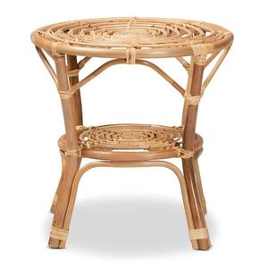 Mesa Lateral Rattan Ninhamento Mesa De Café Redonda De Bambu Mesa de Metal Base Final para Boho Sala Sofá Quarto