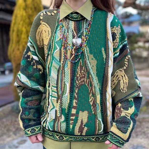 เสื้อสเวตเตอร์สวมหัวแบบชนเผ่าเสื้อสเวตเตอร์ถักผ้าแจ็คการ์ดไซส์ใหญ่พิเศษสำหรับผู้ชายผู้หญิง - Product Image 2