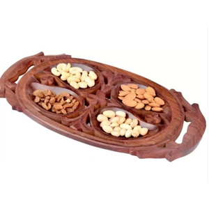 <strong>Admirable</strong> Design Multi-Compartment Handled Tray Home Decor Kitchenware Tableware Food Serving Dessert Tray On-Sale - Product Image 3