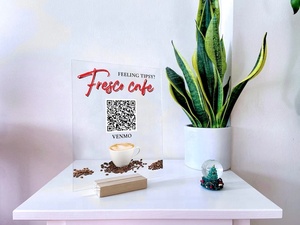 Customizable Transparent Mica QR Board with Personal Code Wood <strong>Frames</strong> Design for Cafe Shops - Product Image 5
