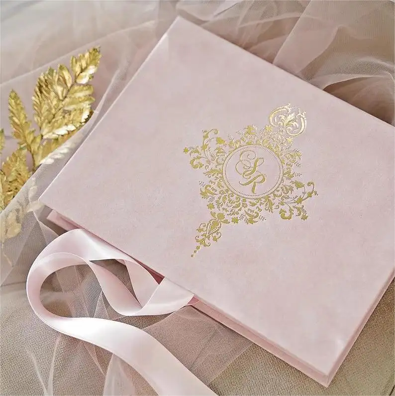 Logotipo personalizable para invitaciones de boda, en relieve, terciopelo, rosa polvo, acrílico, la mejor oferta