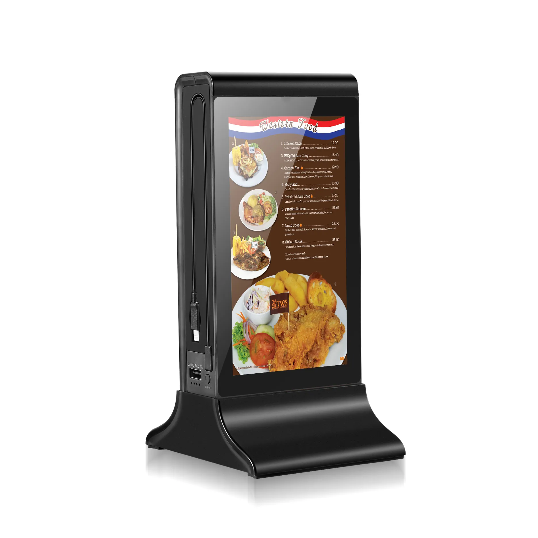 เครื่องเล่นโฆษณาหน้าจอสัมผัส LCD ขนาด7นิ้วสำหรับติดบนโต๊ะบาร์ร้านอาหาร FYD-835S