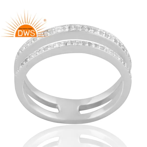 Уникальный дизайн стерлингового серебра палладиевое покрытие натуральный белый топаз драгоценный камень кольцо на заказ ювелирные изделия для женщин подарок для нее