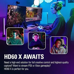 קורסאייר elgato hd60 x כרטיס לכידת משחק עם חביון נמוך במיוחד על ps4/pro x-box סדרה x/s ועוד עובד עם PC ו-mac