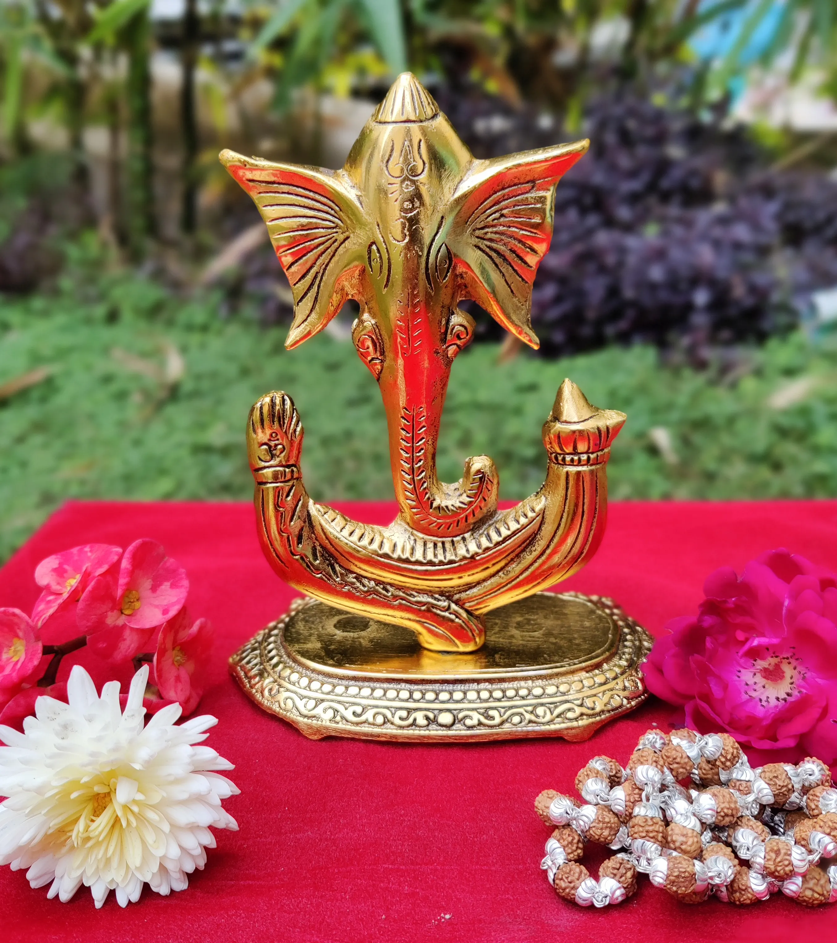 Vintage indische Ganesh-Elefant-Gottestatue Heim-Tempel altindische handgeschnitzte Lord-Figur aus Metall Lord Ganesha-Skulpturstatue