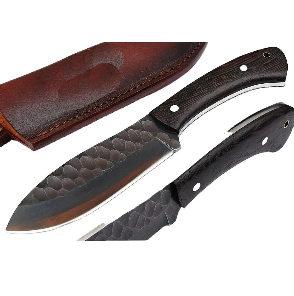 Prezzo di fabbrica coltelli per la scuoiatura di legno manico D2 Skinner coltello con guaina in pelle